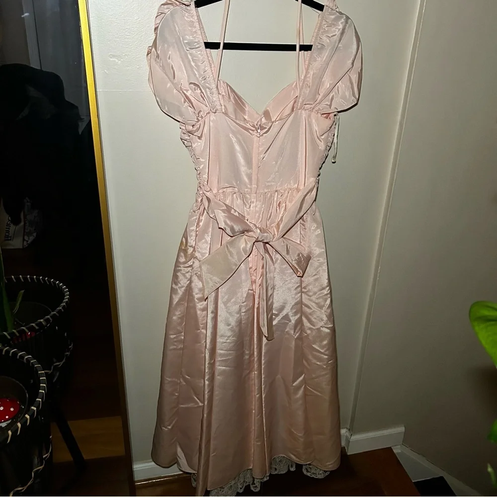 Gunne Sax Blush Satin Dress - Picture 2 of 8